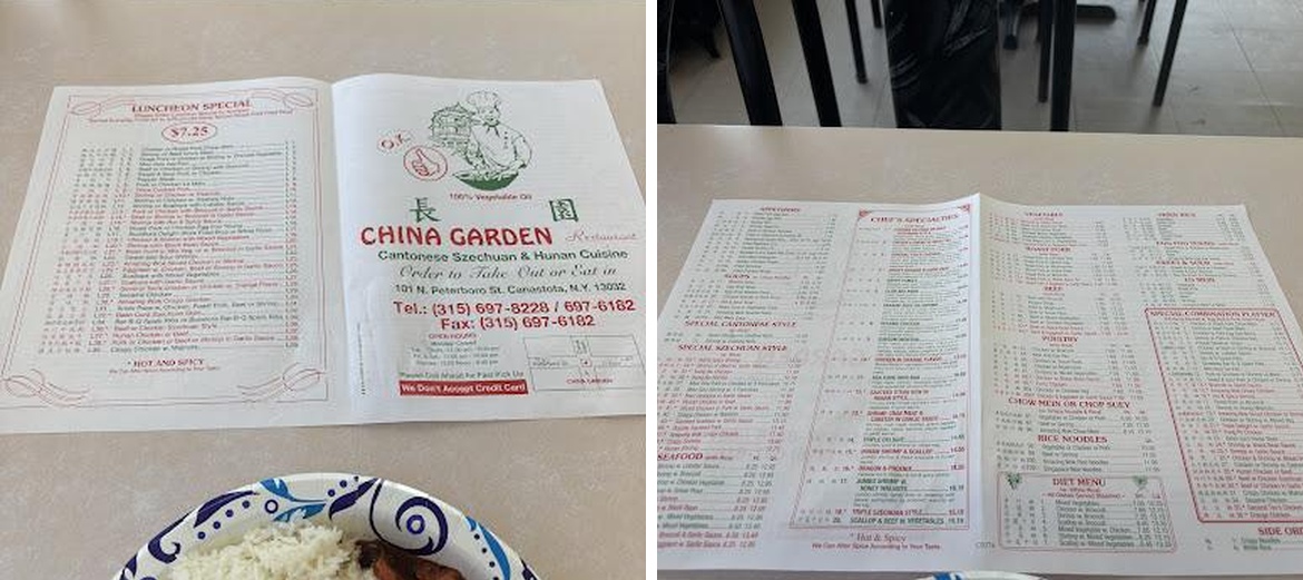 China Garden Menu